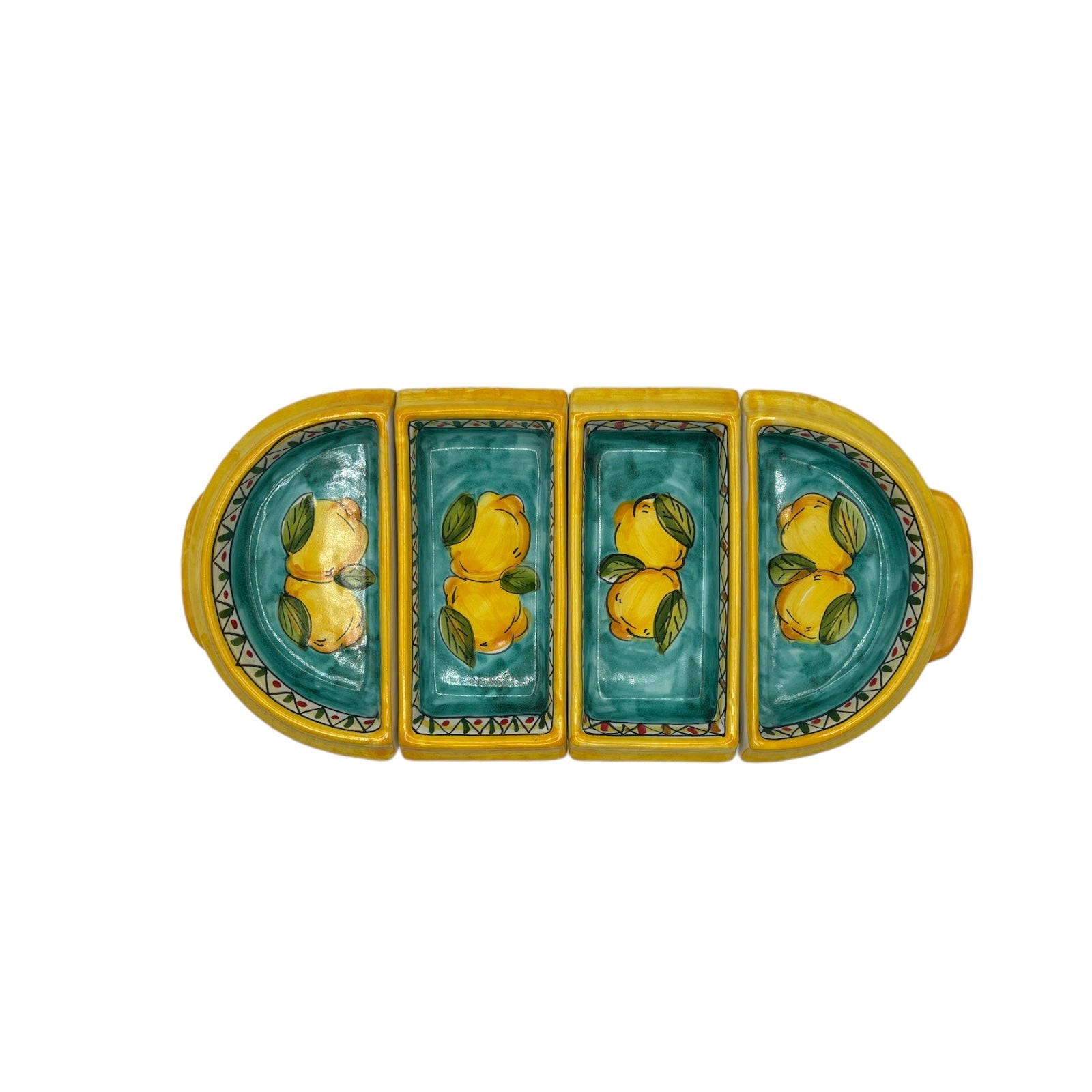 Antipastiera 4 Scomparti Fantasia Limoni Geometrico - Sorrento è