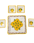 Antipastiera quadrata 4 scompartimenti fantasia Limoni Geometrico - Sorrento è