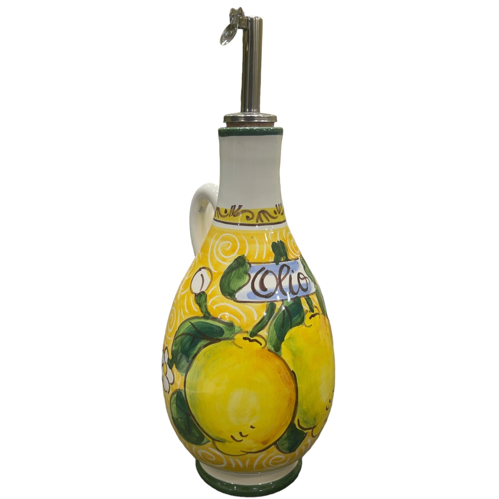 Bottiglia Olio Con Manico Fantasia Limoni E Fiori - Sorrento è