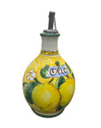 Bottiglia Olio Tonda Con Manico Fantasia Limoni E Fiori - Sorrento è