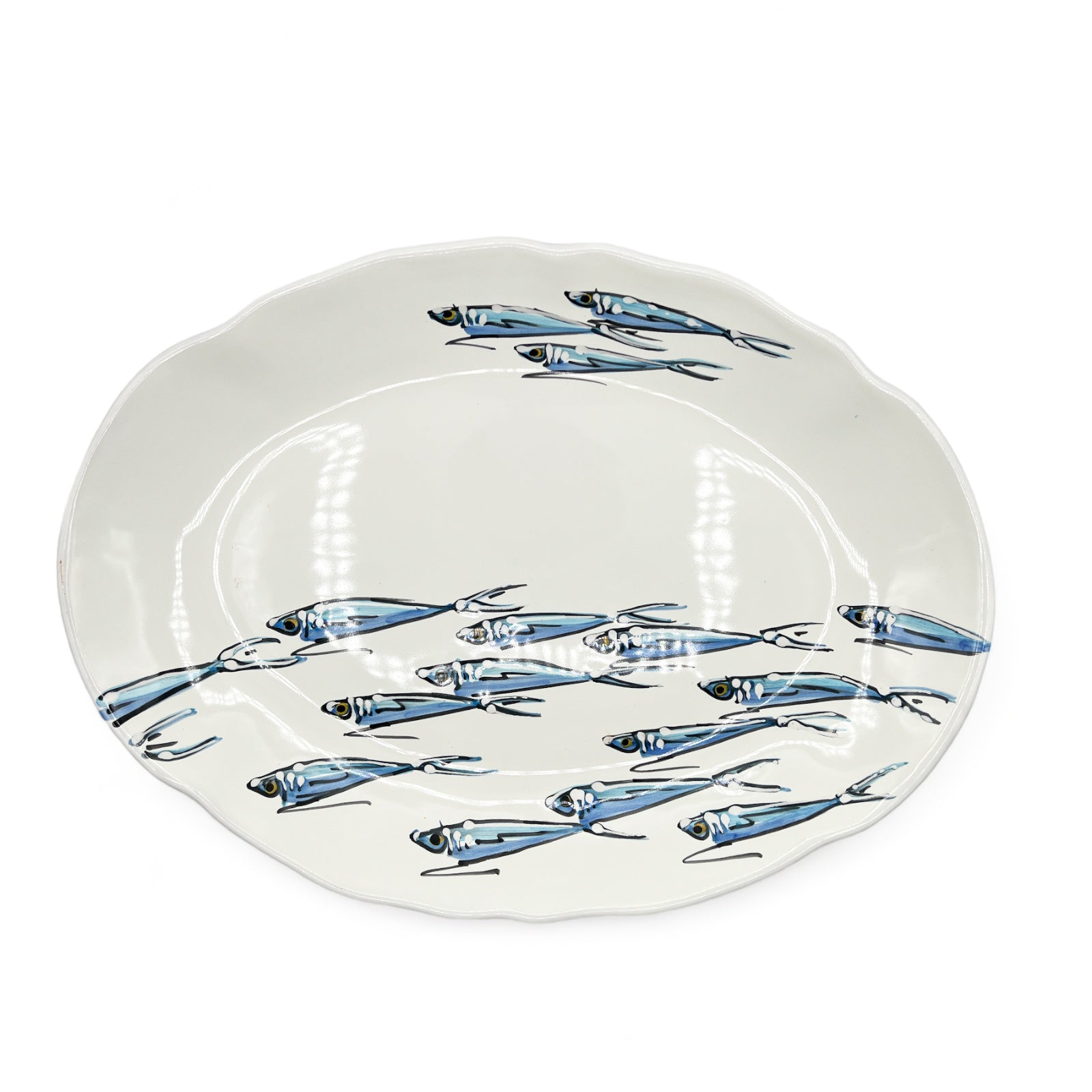 Piatto Ovale Ondulato Fantasia Pesce - Sorrento è