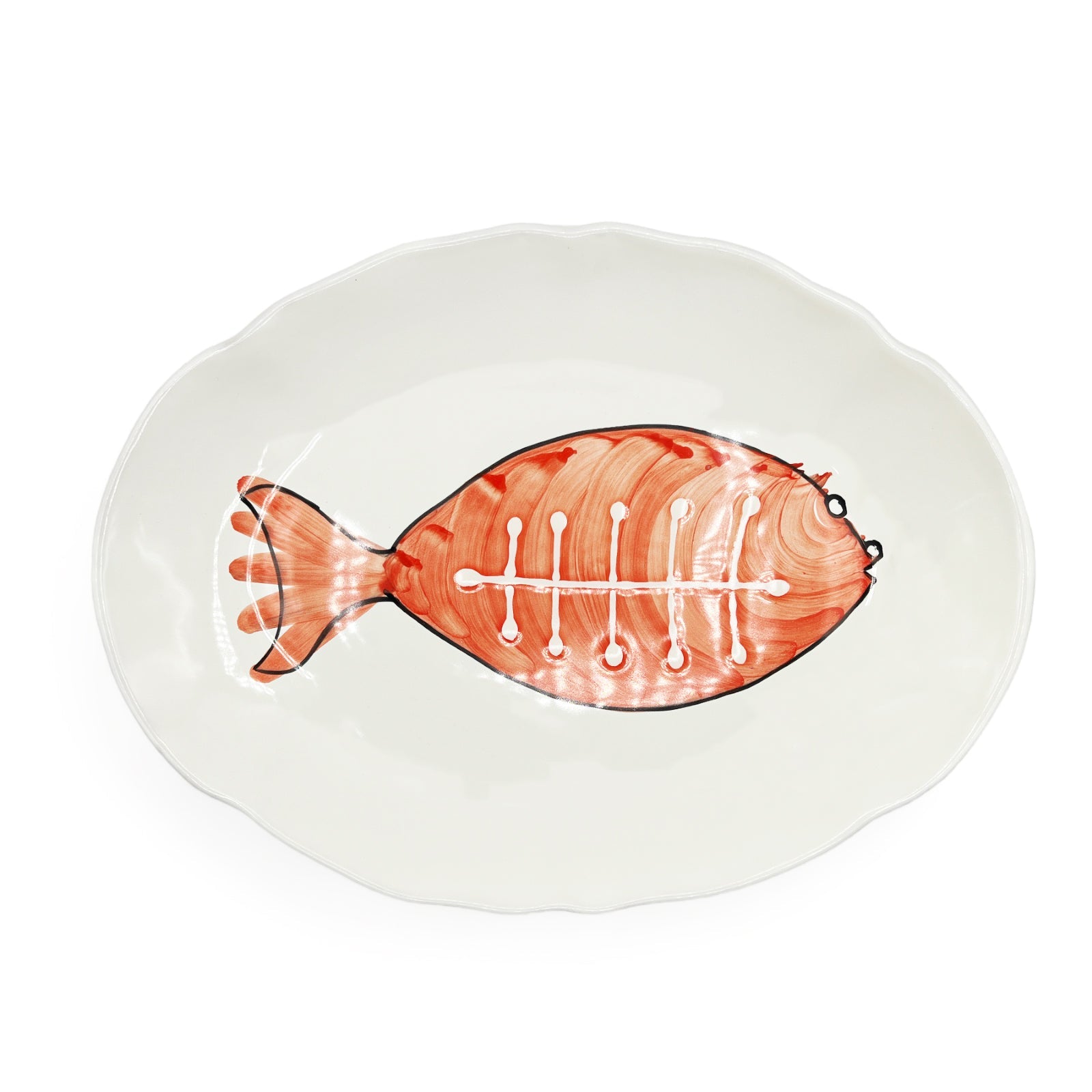 Piatto Ovale Ondulato Fantasia Pesce - Sorrento è