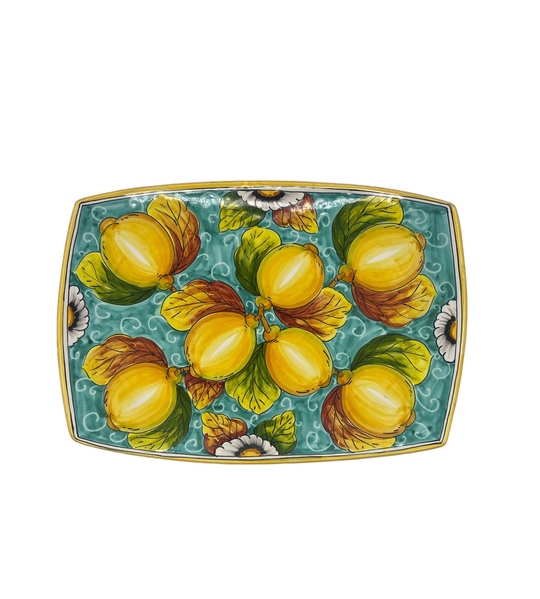 Piatto Rettangolare Fantasia Limoni e Fiori - Sorrento è