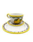 Tazza Latte Con Piattino Fantasia Limoni Geometrico - Sorrento è