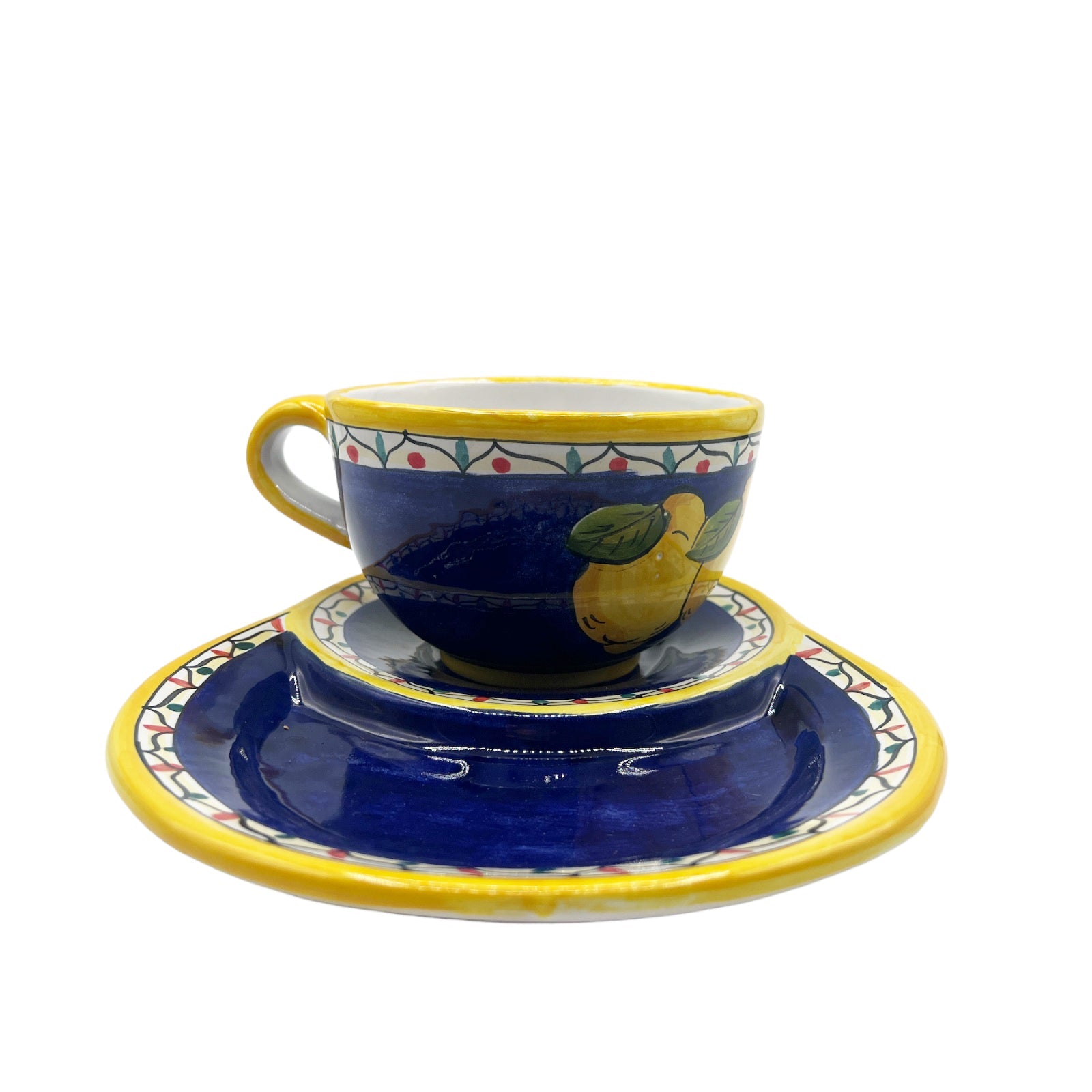 Tazza Latte Con Piattino Fantasia Limoni Geometrico - Sorrento è