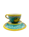 Tazza Latte Con Piattino Fantasia Limoni Geometrico - Sorrento è