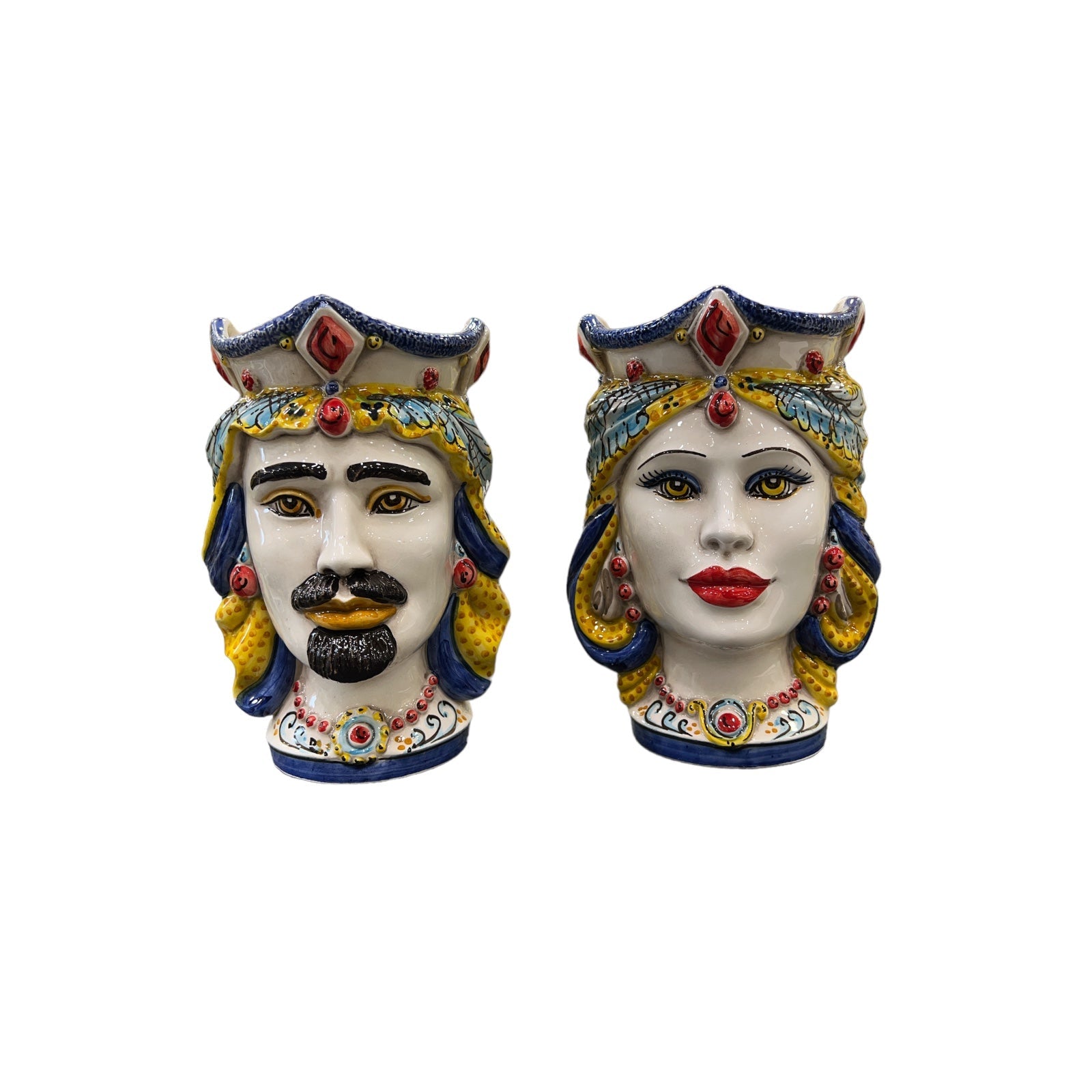 Teste di Moro Ceramica di Caltagirone Blu-Giallo CM18 - Sorrento è