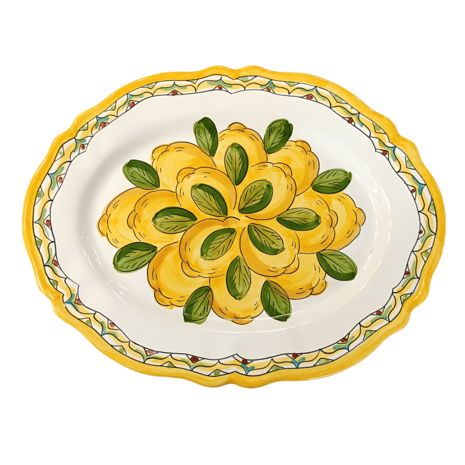 Vassoio Ovale Fantasia Limoni smerlato Geometrico - Sorrento è