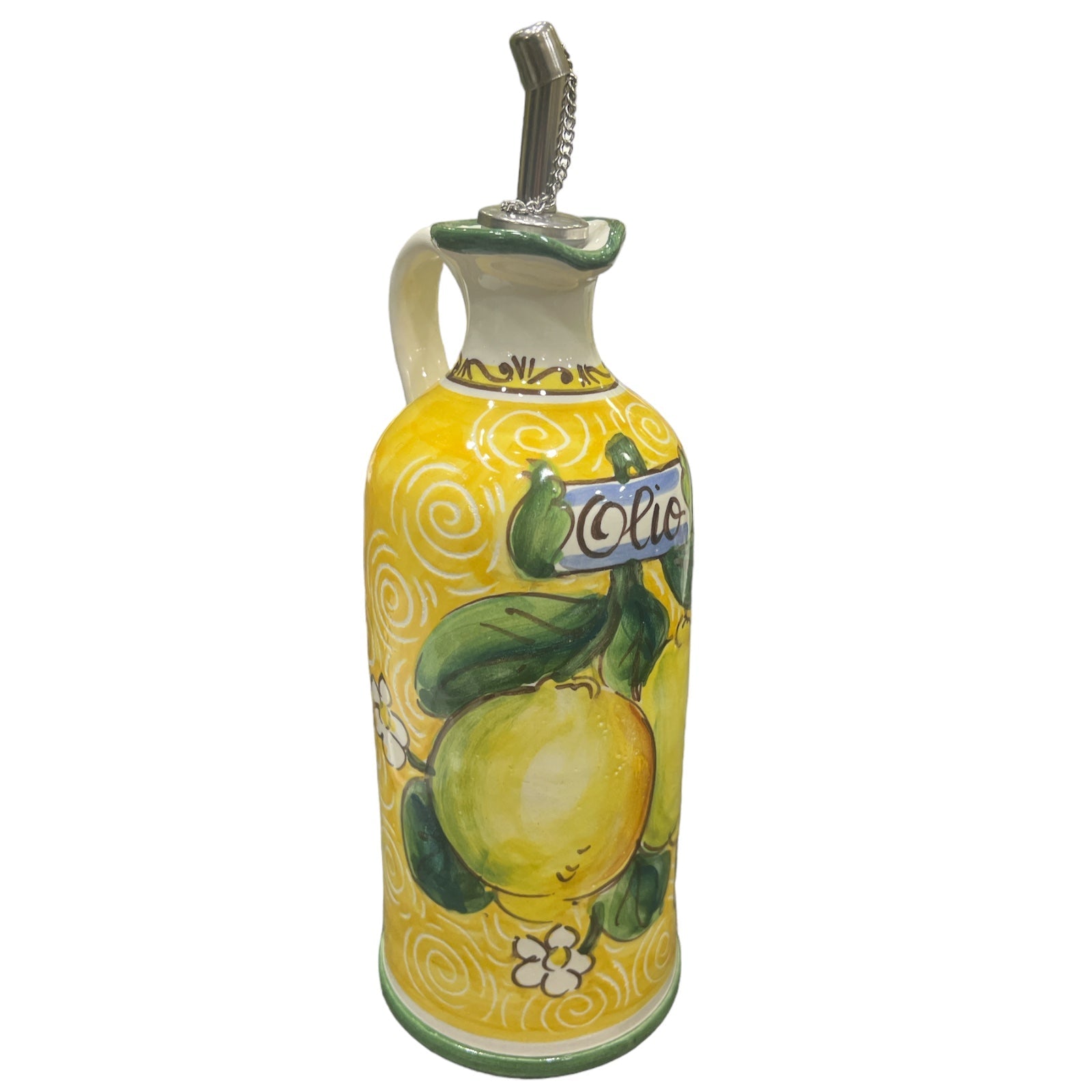 Bottiglia Olio Con Manico Fantasia Limoni E Fiori - Sorrento è